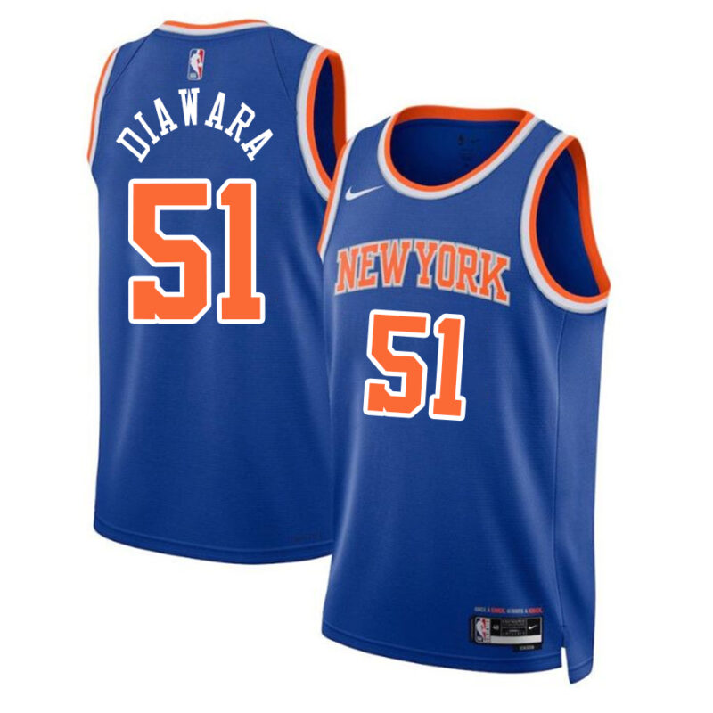 DUNK Sports High Quality Basketball Mohamed Diawara #51 New York Knicks Icon Edition Fan Support Team Jersey - Blue