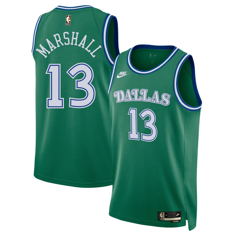 DUNK Sports High Quality Basketball Naji Marshall #13 Dallas Mavericks Classic Edition Fan Support Team Jersey - Green