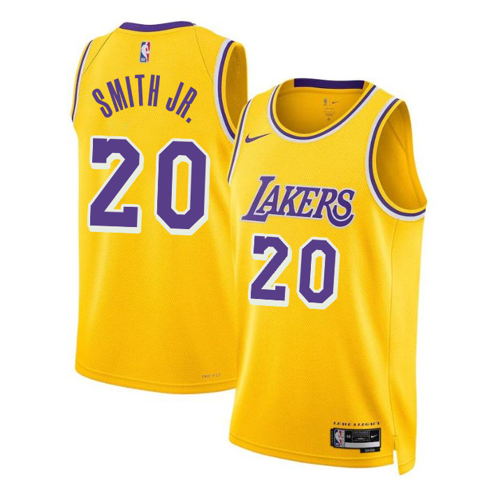 DUNK Sports High Quality Basketball Nick Smith Jr. #20 Los Angeles Lakers Icon Edition Fan Support Team Jersey - Yellow
