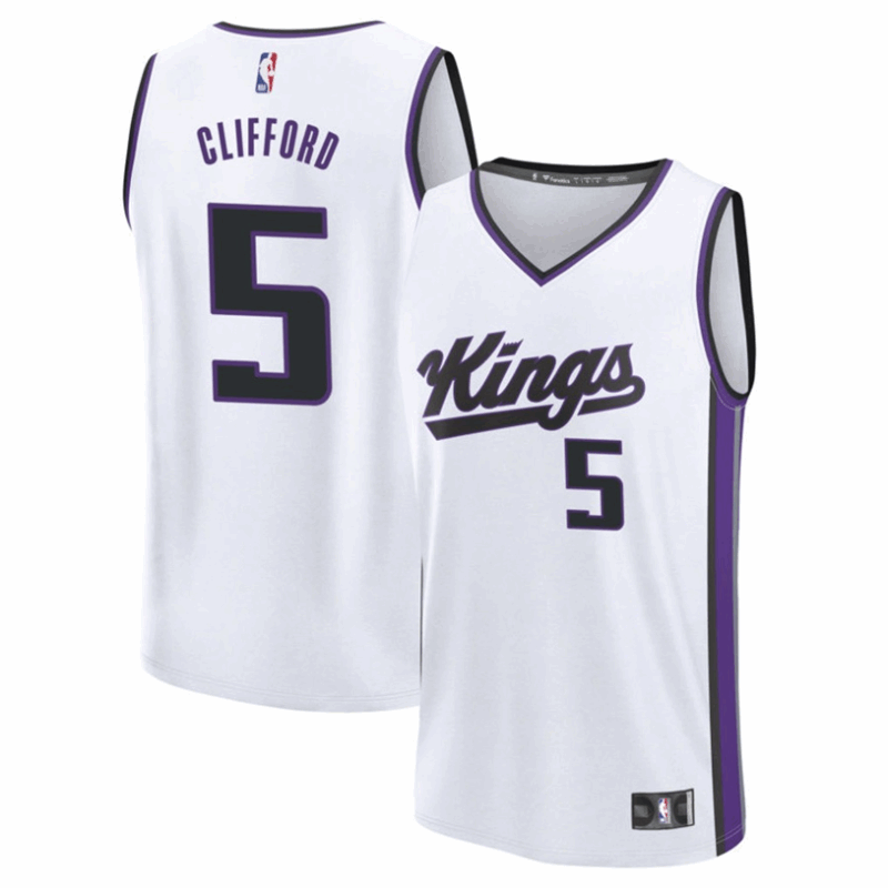 DUNK Sports High Quality Basketball Nique Clifford #5 Sacramento Kings Association Edition Fan Support Team Jersey - White
