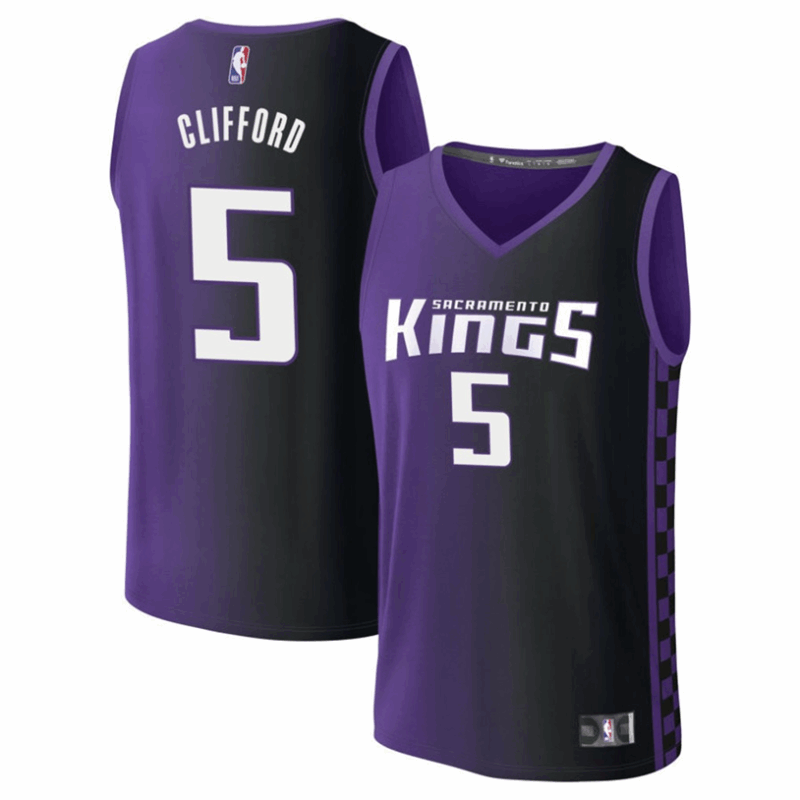DUNK Sports High Quality Basketball Nique Clifford #5 Sacramento Kings Statement Edition Fan Support Team Jersey - Purple