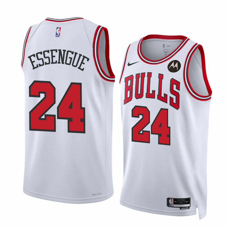 DUNK Sports High Quality Basketball Noa Essengue #24 Chicago Bulls Association Edition Fan Support Team Jersey - White