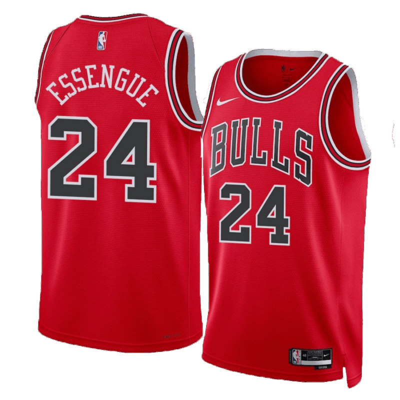 DUNK Sports High Quality Basketball Noa Essengue #24 Chicago Bulls Icon Edition Fan Support Team Jersey - Red