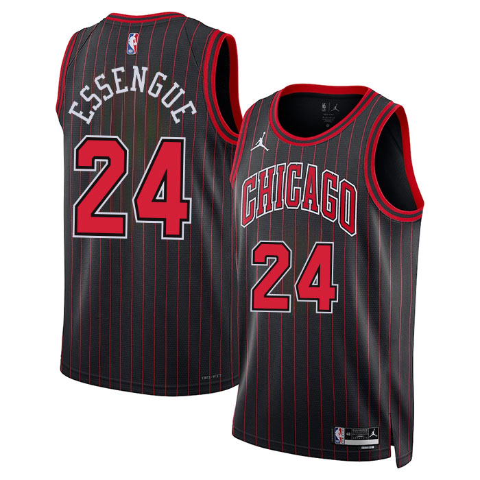 DUNK Sports High Quality Basketball Noa Essengue #24 Chicago Bulls Statement Edition Fan Support Team Jersey - Black