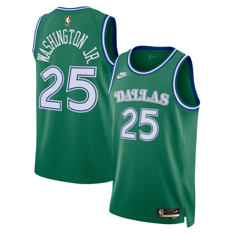 DUNK Sports High Quality Basketball P.J. Washington #25 Dallas Mavericks Classic Edition Fan Support Team Jersey - Green