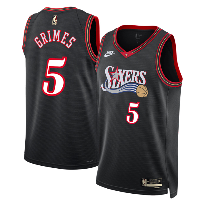 DUNK Sports High Quality Basketball Quentin Grimes #5 Philadelphia 76ers Classic Edition Fan Support Team Jersey - Black