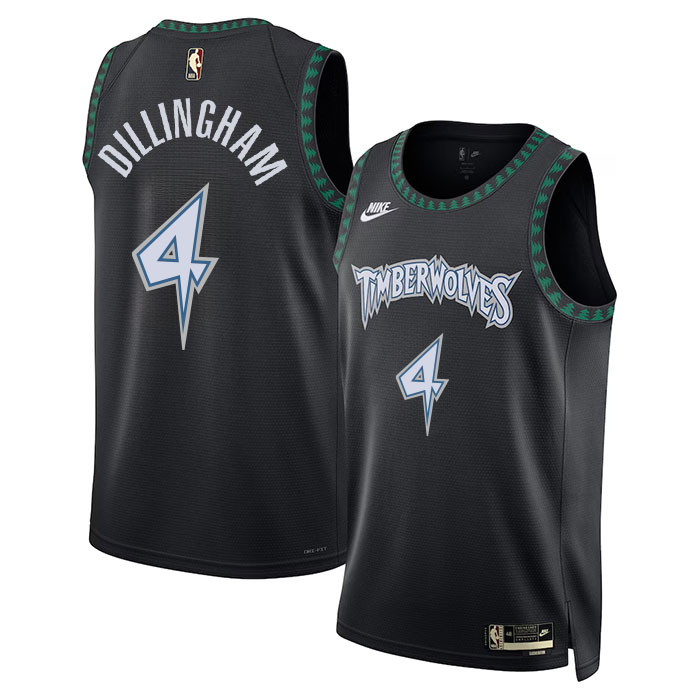 DUNK Sports High Quality Basketball Rob Dillingham #4 Minnesota Timberwolves Statement Edition Fan Support Team Jersey - Black