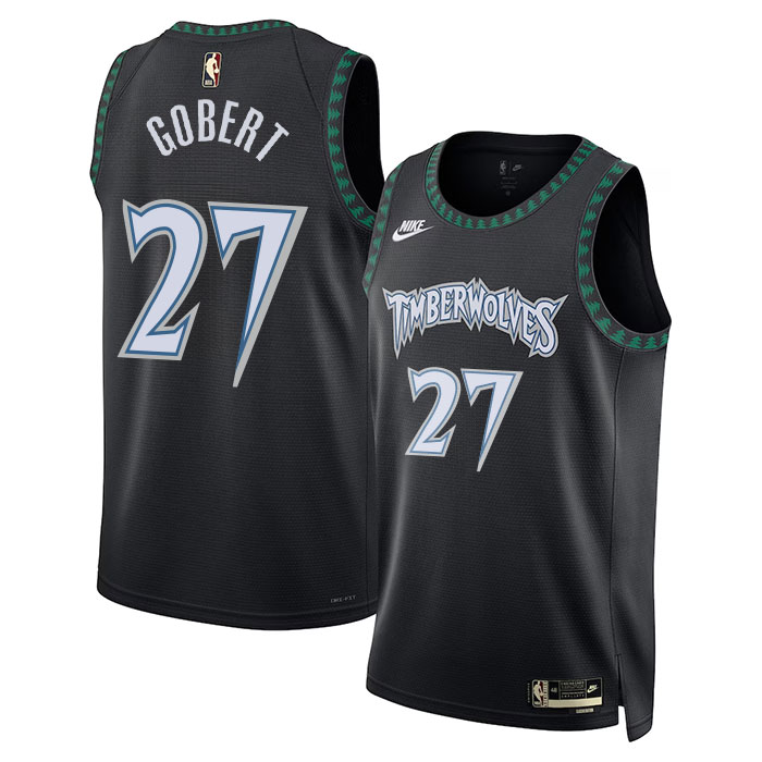 DUNK Sports High Quality Basketball Rudy Gobert #27 Minnesota Timberwolves Statement Edition Fan Support Team Jersey - Black