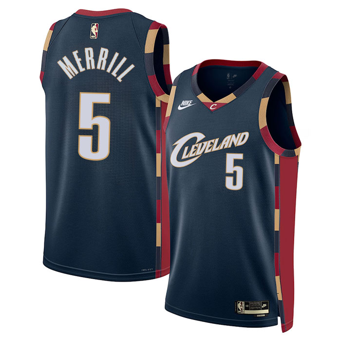 DUNK Sports High Quality Basketball Sam Merrill #5 Cleveland Cavaliers Classic Edition Fan Support Team Jersey - Navy