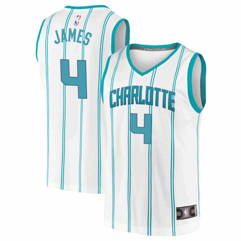 DUNK Sports High Quality Basketball Sion James #4 Charlotte Hornets Association Edition Fan Support Team Jersey - White
