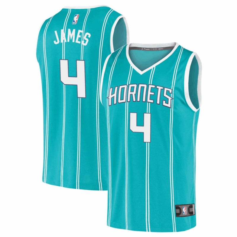DUNK Sports High Quality Basketball Sion James #4 Charlotte Hornets Icon Edition Fan Support Team Jersey - Teal