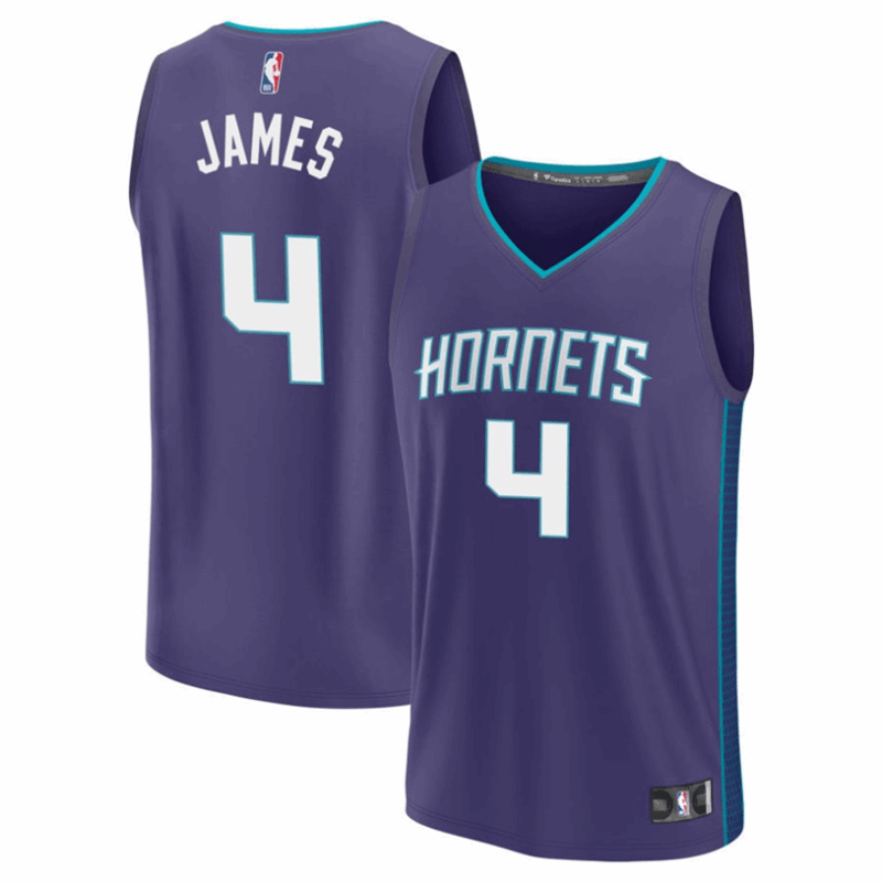 DUNK Sports High Quality Basketball Sion James #4 Charlotte Hornets Statement Edition Fan Support Team Jersey - Purple