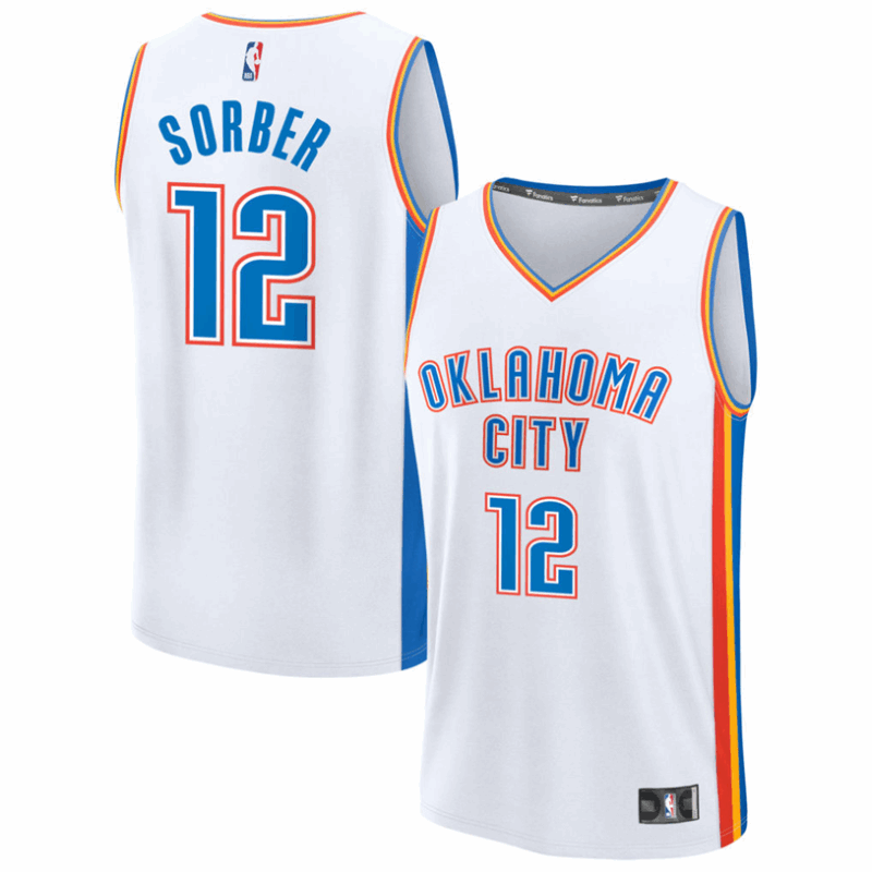 DUNK Sports High Quality Basketball Thomas Sorber #12 Oklahoma City Thunder Association Edition Fan Support Team Jersey - White