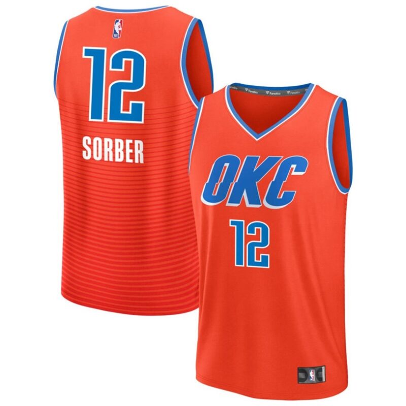 DUNK Sports High Quality Basketball Thomas Sorber #12 Oklahoma City Thunder Statement Edition Fan Support Team Jersey - Orange