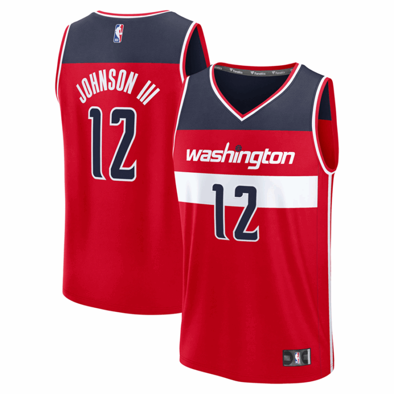DUNK Sports High Quality Basketball Tre Johnson III #12 Washington Wizards Icon Edition Fan Support Team Jersey - Red