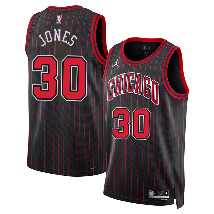 DUNK Sports High Quality Basketball Tre Jones #30 Chicago Bulls Statement Edition Fan Support Team Jersey - Black