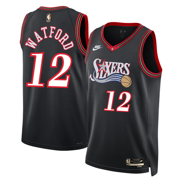 DUNK Sports High Quality Basketball Trendon Watford #12 Philadelphia 76ers Classic Edition Fan Support Team Jersey - Black