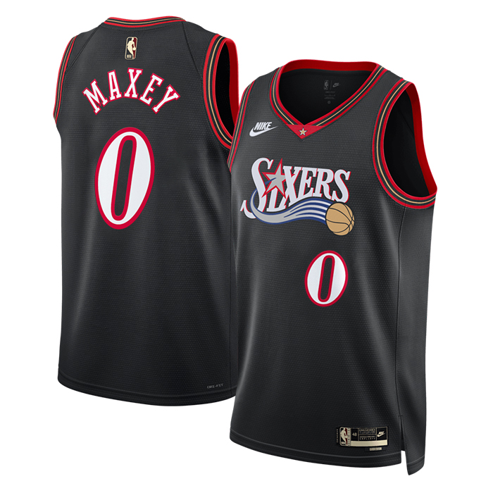 DUNK Sports High Quality Basketball Tyrese Maxey #0 Philadelphia 76ers Classic Edition Fan Support Team Jersey - Black