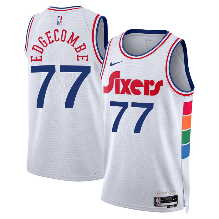 DUNK Sports High Quality Basketball VJ Edgecombe #77 Philadelphia 76ers City Edition Fan Support Team Jersey - White