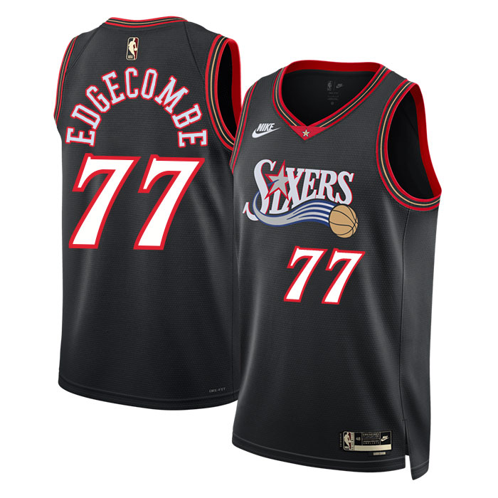 DUNK Sports High Quality Basketball VJ Edgecombe #77 Philadelphia 76ers Classic Edition Fan Support Team Jersey - Black