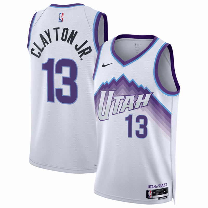 DUNK Sports High Quality Basketball Walter Clayton Jr. #13 Utah Jazz Association Edition Fan Support Team Jersey - White