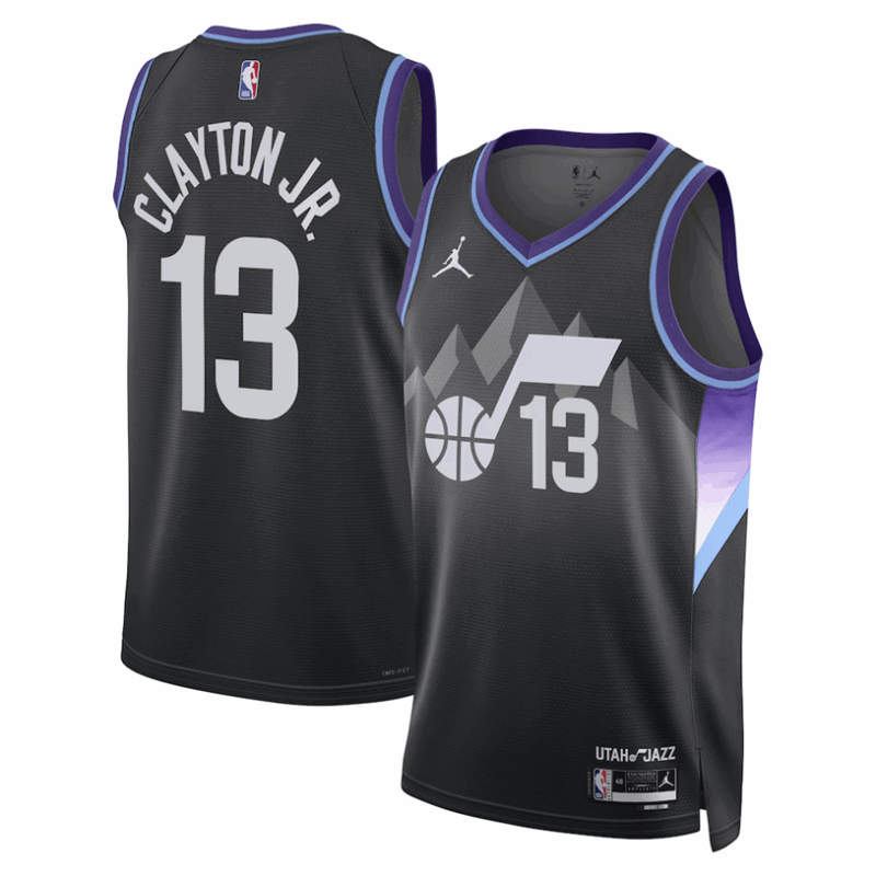 DUNK Sports High Quality Basketball Walter Clayton Jr. #13 Utah Jazz Statement Edition Fan Support Team Jersey - Black
