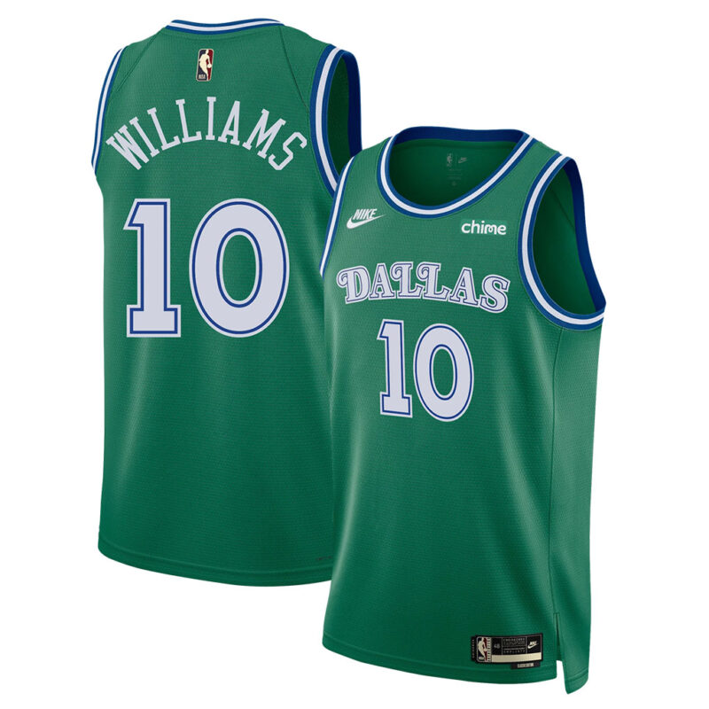 DUNK Sports High Quality Basketball Brandon Williams #10 Dallas Mavericks Classic Edition Fan Support Team Jersey - Green