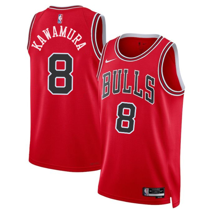 DUNK Sports High Quality Basketball Yuki Kawamura #8 Chicago Bulls Icon Edition Fan Support Team Jersey - Red