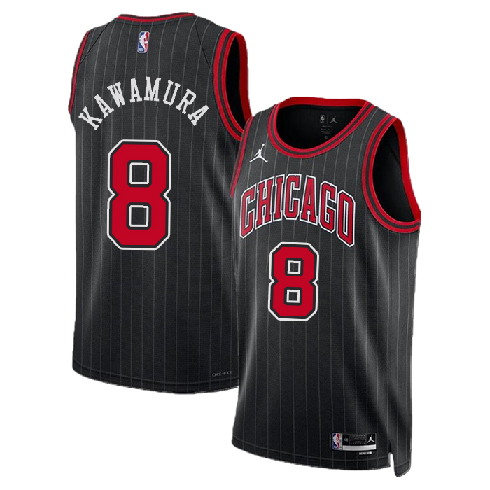 DUNK Sports High Quality Basketball Yuki Kawamura #8 Chicago Bulls Statement Edition Fan Support Team Jersey - Black