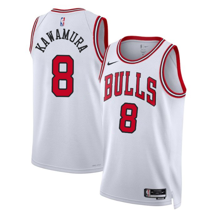 DUNK Sports High Quality Basketball Yuki Kawamura #8 Chicago Bulls Association Edition Fan Support Team Jersey - White