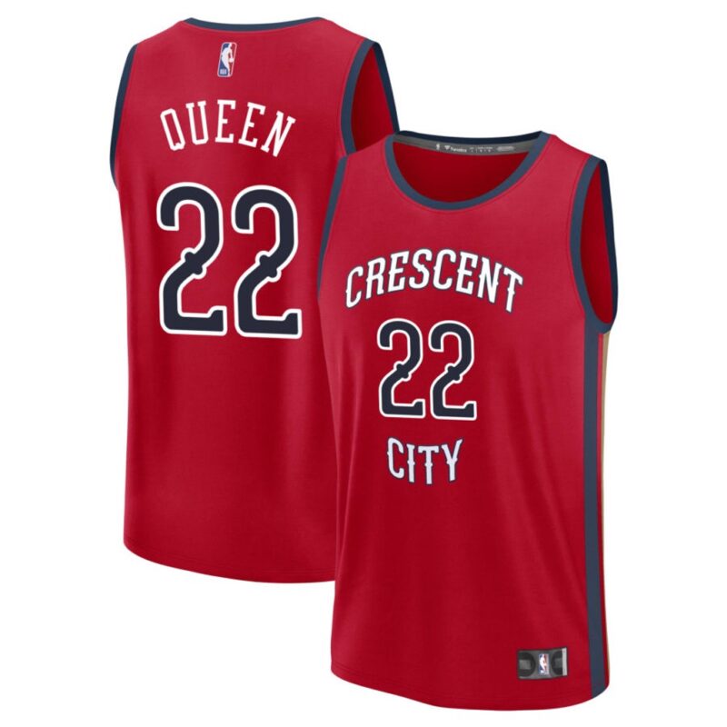 DUNK Sports High Quality Basketball Derik Queen #22 New Orleans Pelicans Statement Edition Fan Support Team Jersey - Red