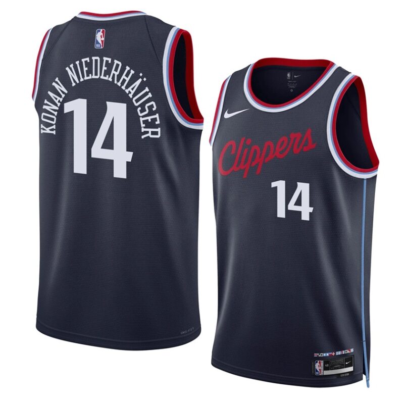 DUNK Sports High Quality Basketball Yanic Konan Niederhauser #14 Los Angeles Clippers Icon Edition Fan Support Team Jersey - Navy