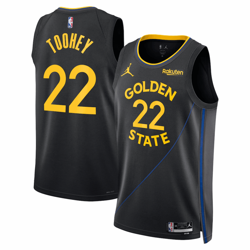 DUNK Sports High Quality Basketball Alex Toohey #22 Golden State Warriors Statement Edition Fan Support Team Jersey - Black