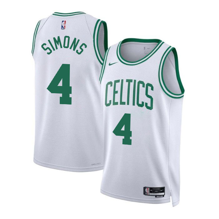 DUNK Sports High Quality Basketball Anfernee Simons #4 Boston Celtics Association Edition Fan Support Team Jersey - White