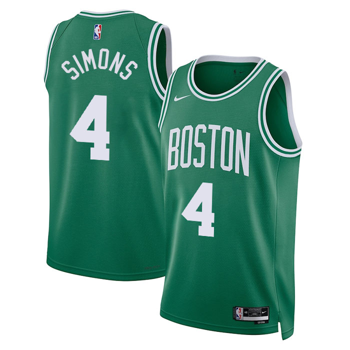 DUNK Sports High Quality Basketball Anfernee Simons #4 Boston Celtics Icon Edition Fan Support Team Jersey - Green