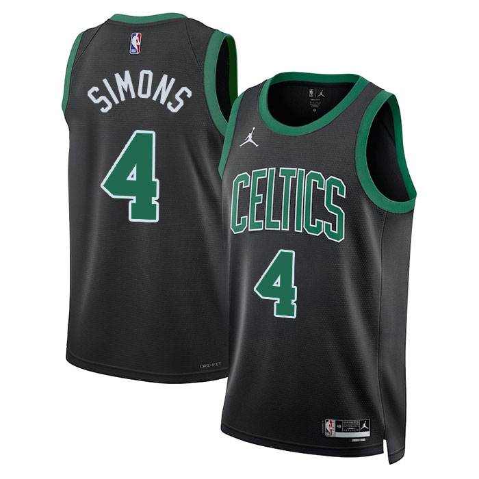 DUNK Sports High Quality Basketball Anfernee Simons #4 Boston Celtics Statement Edition Fan Support Team Jersey - Black