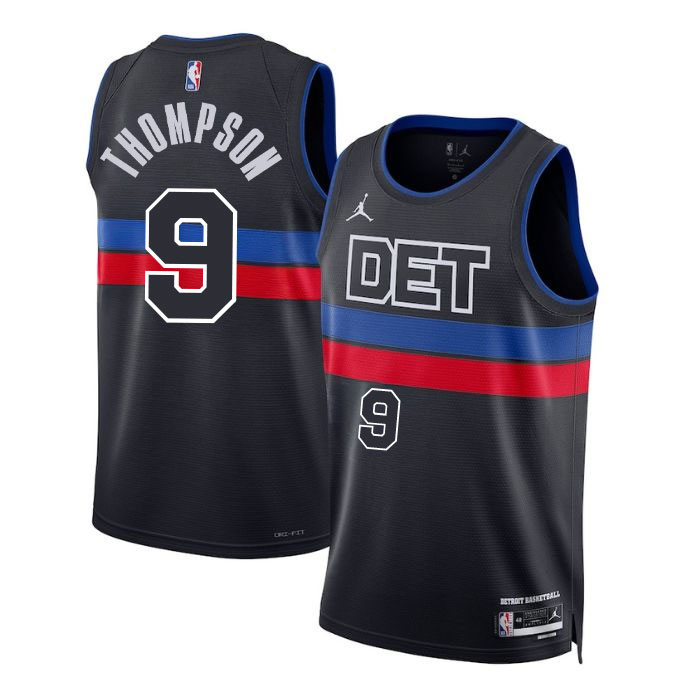 DUNK Sports High Quality Basketball Ausar Thompson #9 Detroit Pistons Statement Edition Fan Support Team Jersey - Black