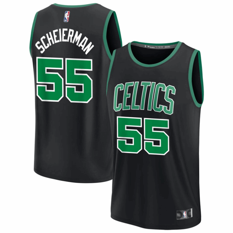 DUNK Sports High Quality Basketball Baylor Scheierman #55 Boston Celtics Statement Edition Fan Support Team Jersey - Black