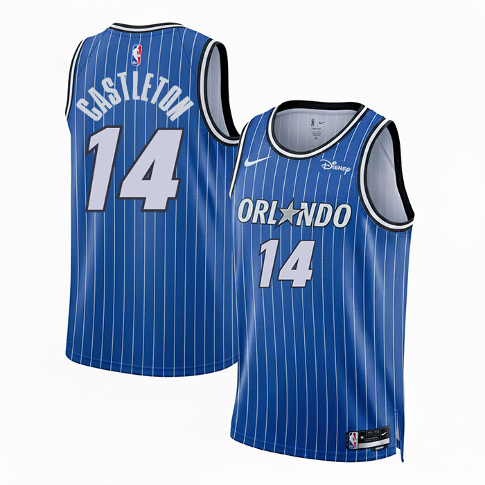 DUNK Sports High Quality Basketball Colin Castleton #14 Orlando Magic Icon Edition Fan Support Team Jersey - Blue