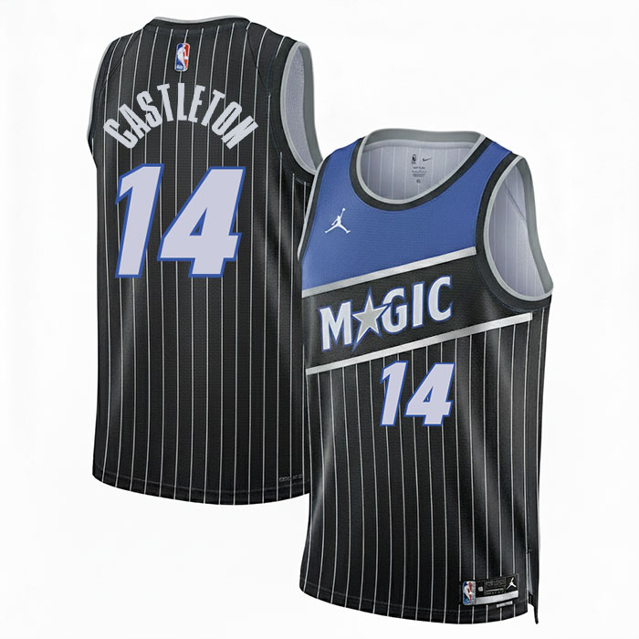 DUNK Sports High Quality Basketball Colin Castleton #14 Orlando Magic Statement Edition Fan Support Team Jersey - Black