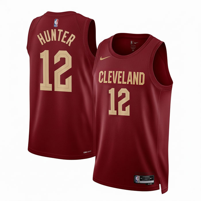 DUNK Sports High Quality Basketball De'Andre Hunter #12 Cleveland Cavaliers Icon Edition Fan Support Team Jersey - Marron
