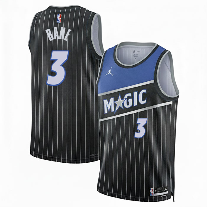 DUNK Sports High Quality Basketball Desmond Bane #3 Orlando Magic Statement Edition Fan Support Team Jersey - Black