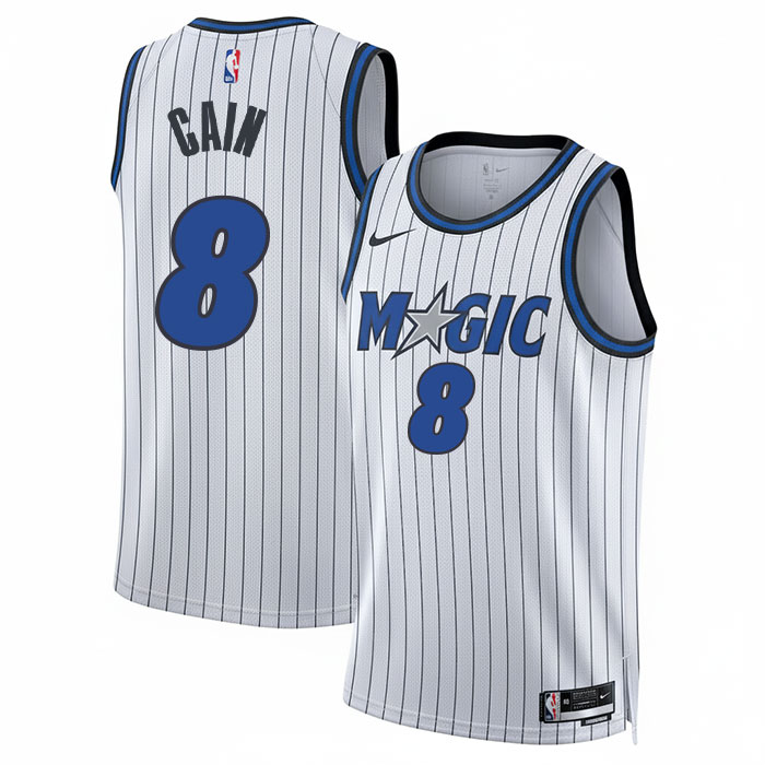 DUNK Sports High Quality Basketball Jamal Cain #8 Orlando Magic Association Edition Fan Support Team Jersey - White