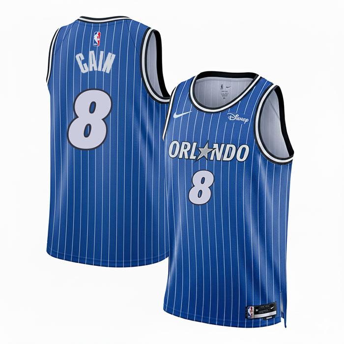 DUNK Sports High Quality Basketball Basketball Jamal Cain #8 Orlando Magic Icon Edition Fan Support Team Jersey - Blue