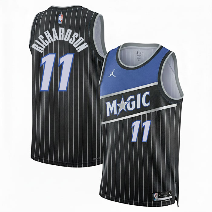 DUNK Sports High Quality Basketball Jase Richardson #11 Orlando Magic Statement Edition Fan Support Team Jersey - Black