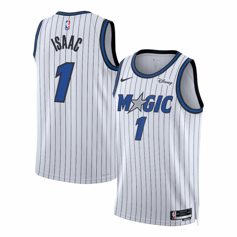DUNK Sports High Quality Basketball Jonathan Isaac #1 Orlando Magic Association Edition Fan Support Team Jersey - White