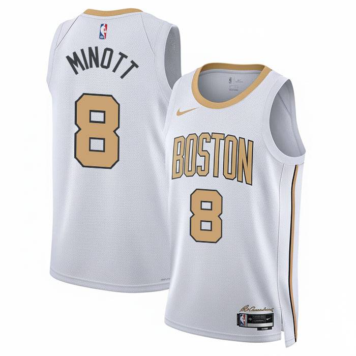 DUNK Sports High Quality Basketball Josh Minott #8 Boston Celtics City Edition 2025-26 Fan Support Team Jersey - White