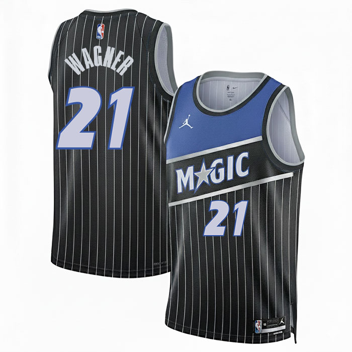 DUNK Sports High Quality Basketball Moritz Wagner #21 Orlando Magic Statement Edition Fan Support Team Jersey - Black