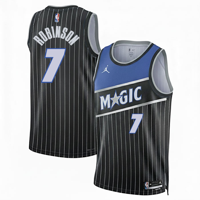 DUNK Sports High Quality Basketball Orlando Robinson #7 Orlando Magic Statement Edition Fan Support Team Jersey - Black