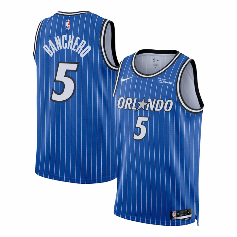 DUNK Sports High Quality Basketball Paolo Banchero #5 Orlando Magic Icon Edition Fan Support Team Jersey - Blue